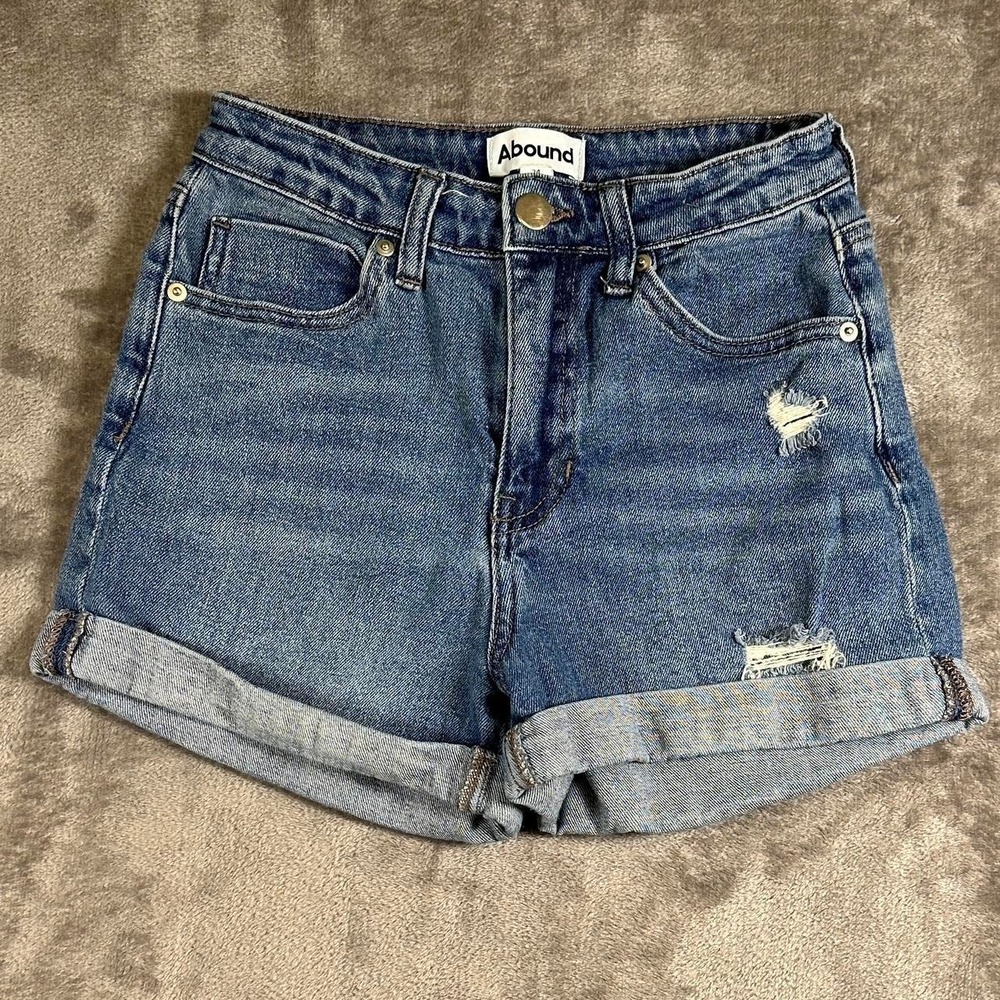 Abound Distressed High Rise Denim Shorts Size 24
